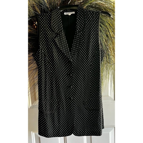 Francine Browner Black and White Polka Dot Womens Vintage Vest Size Medium - Picture 4 of 14